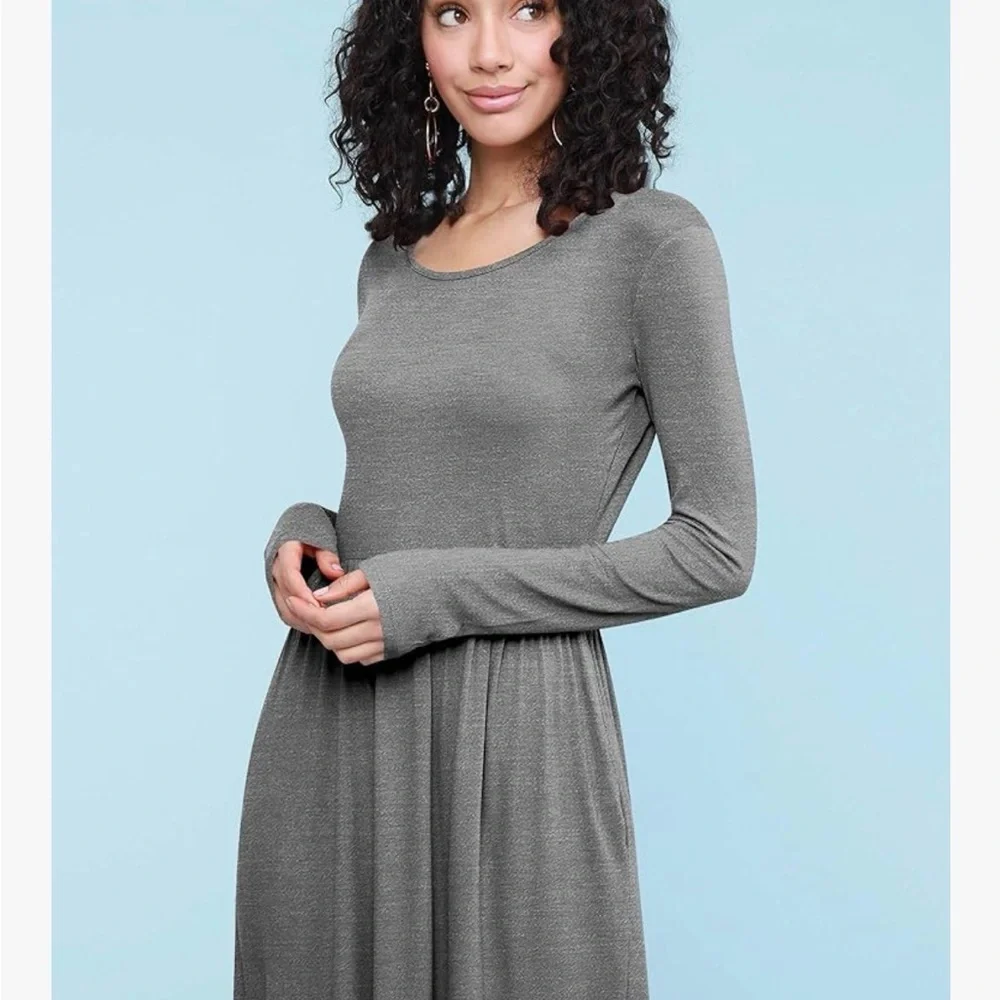 Long Sleeve Casual Gray Dress - Picture 1 of 6